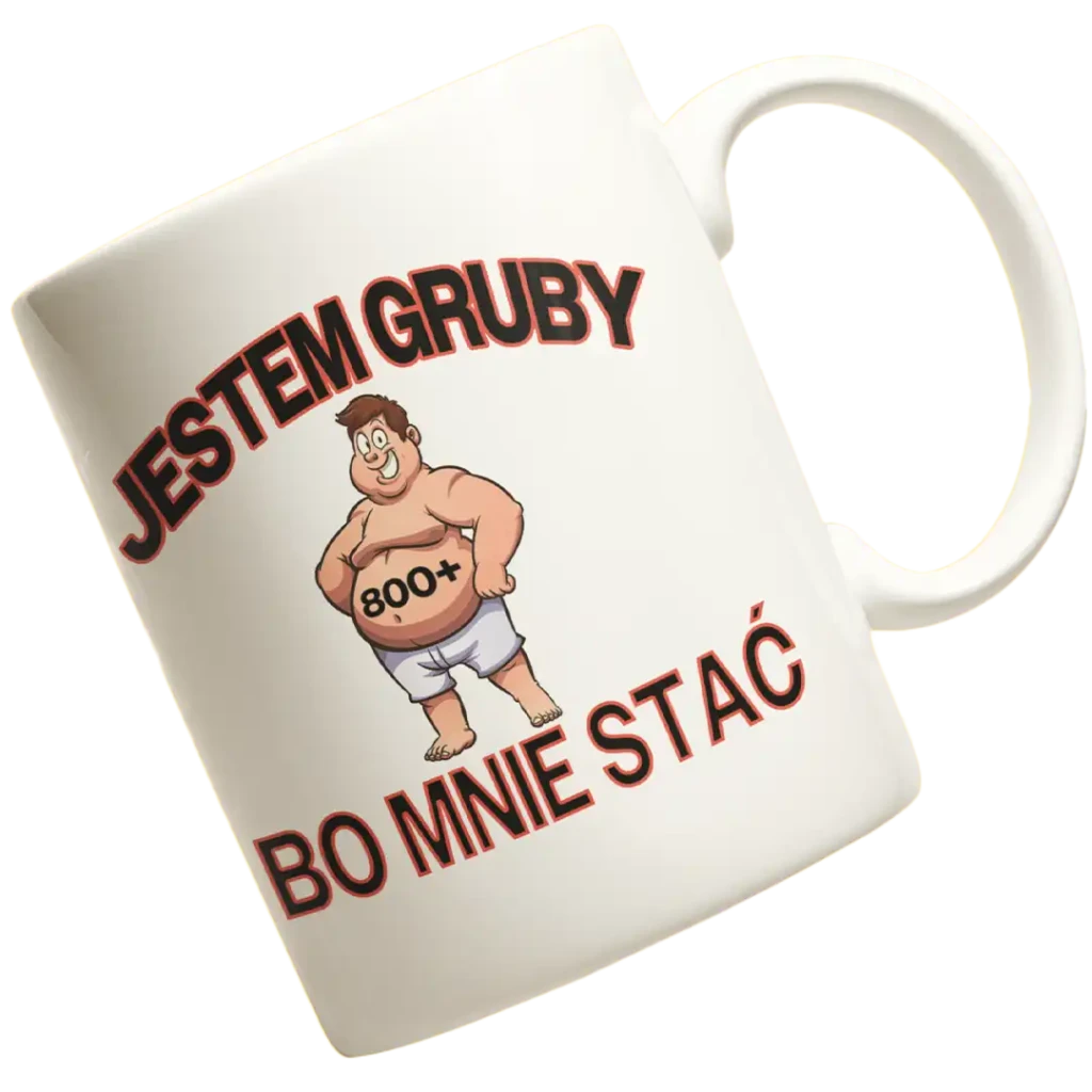 kubek jestem gruby bo mnie stać