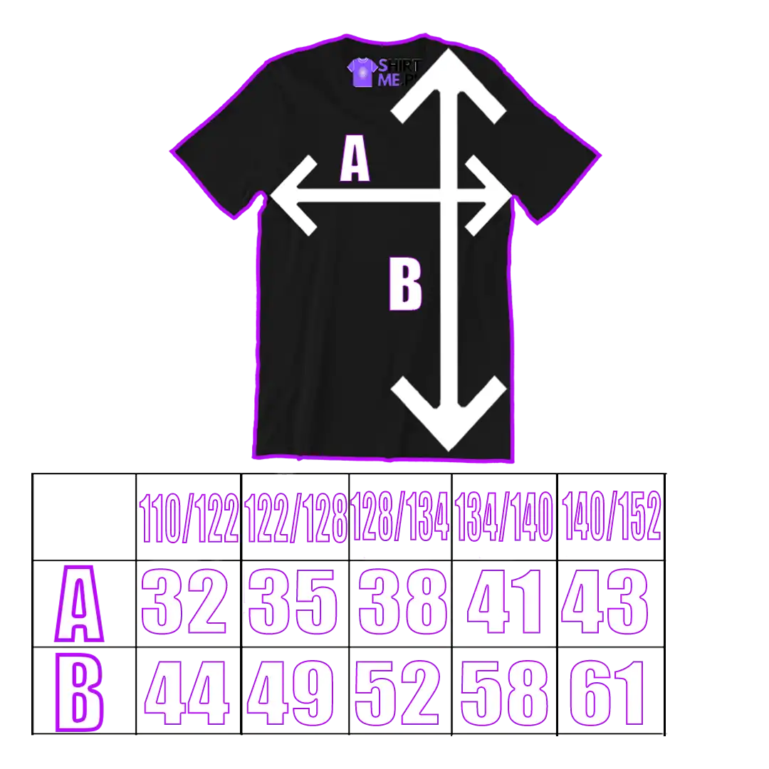 tabela rozmiarów koszulka dziecięca shirtme