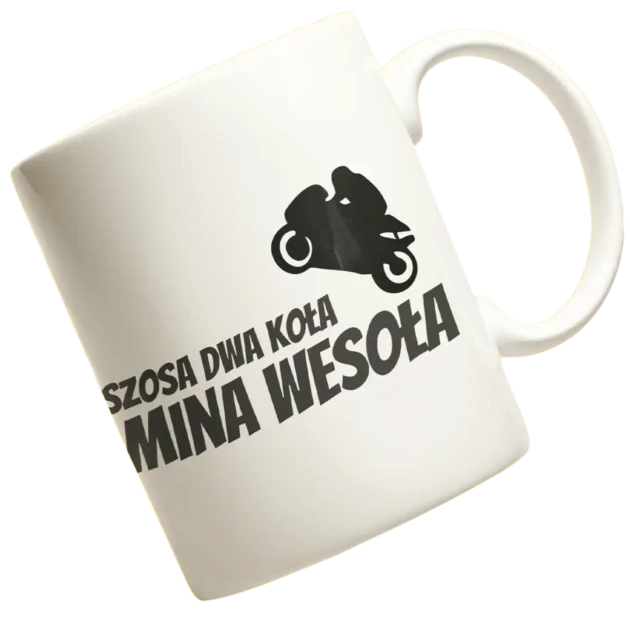 Kubek szosa dwa koła mina wesoła