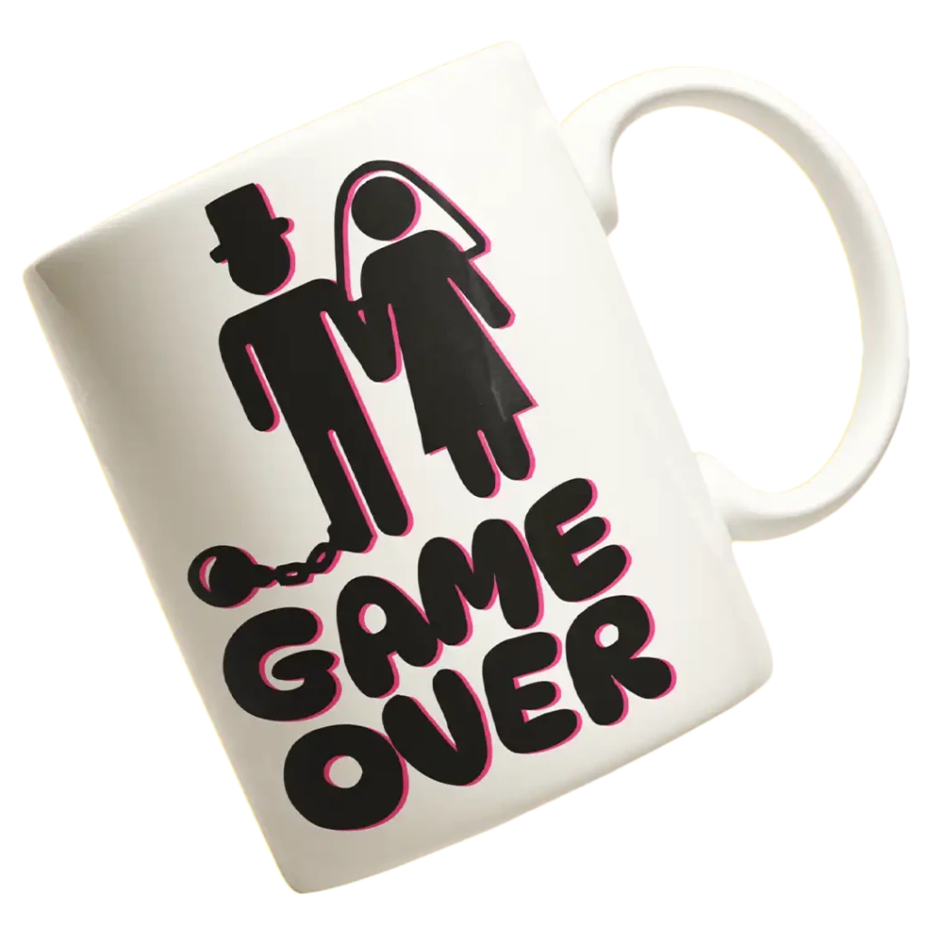 Kubek game over prezent na ślub