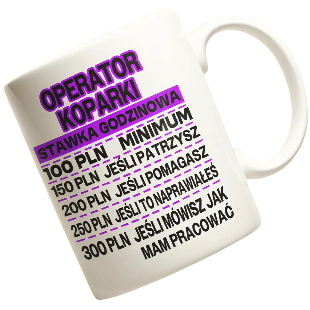 Kubek operator koparki stawka godzinowa