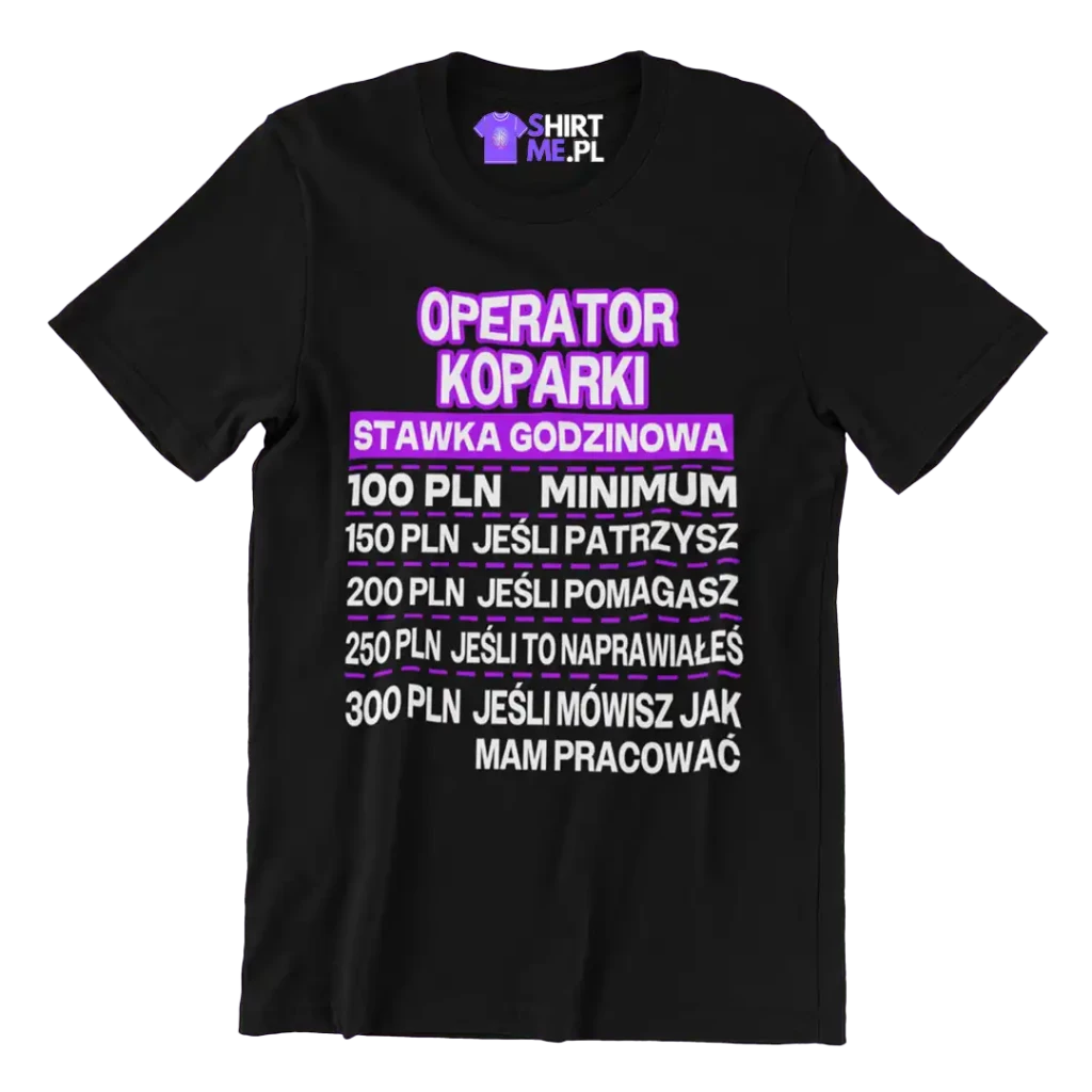 koszulka dla operatora koparki-stawka godzinowa
