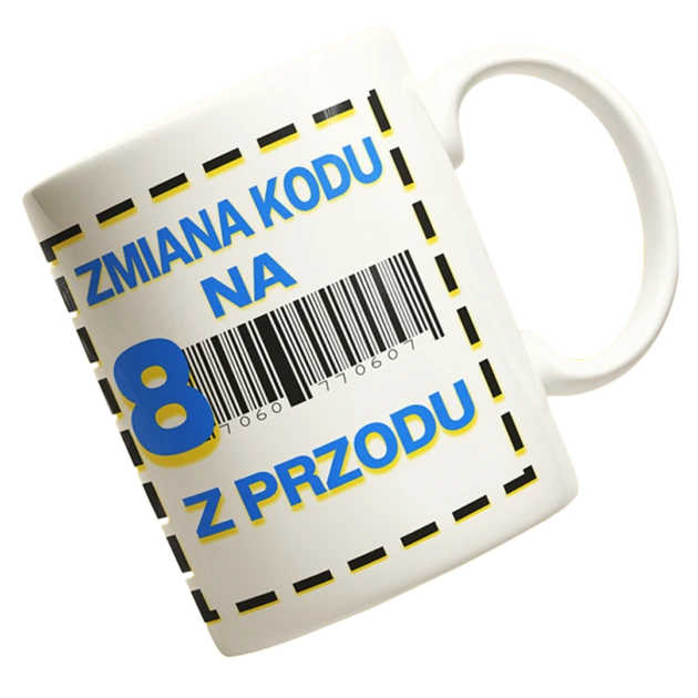 Kubek na 80 urodziny- zmiana kodu na 8 z przodu