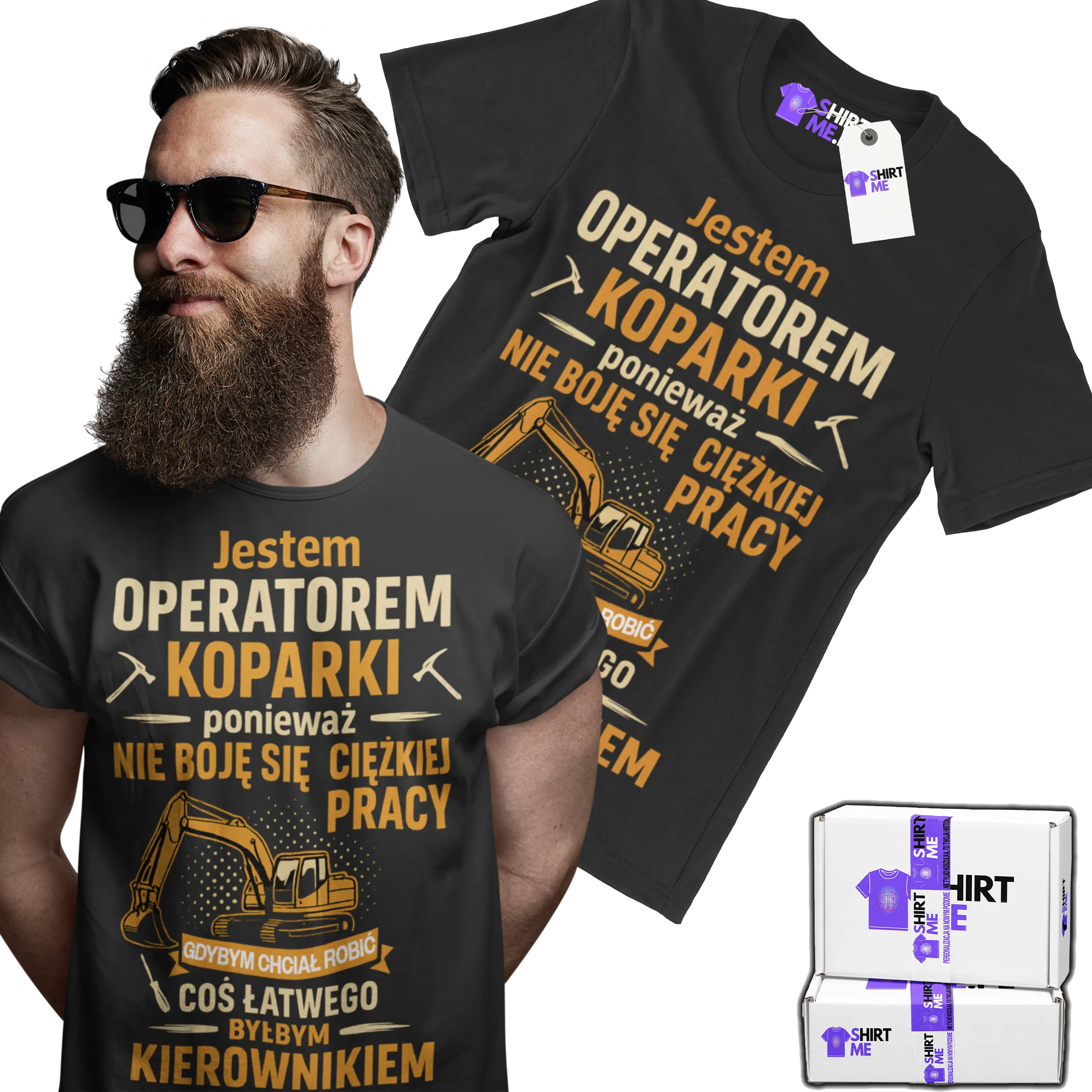 Koszulka jestem operatorem koparki nie boję się ciężkiej pracy