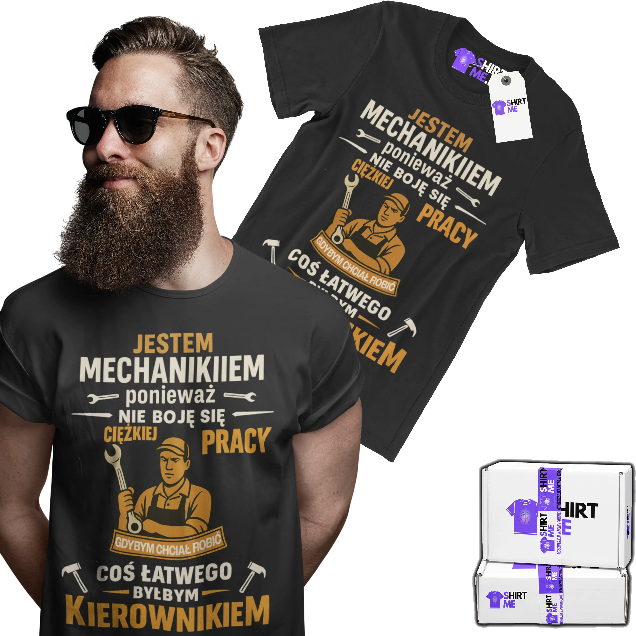Koszulka jestem mechanikiem nie boję się ciężkiej pracy