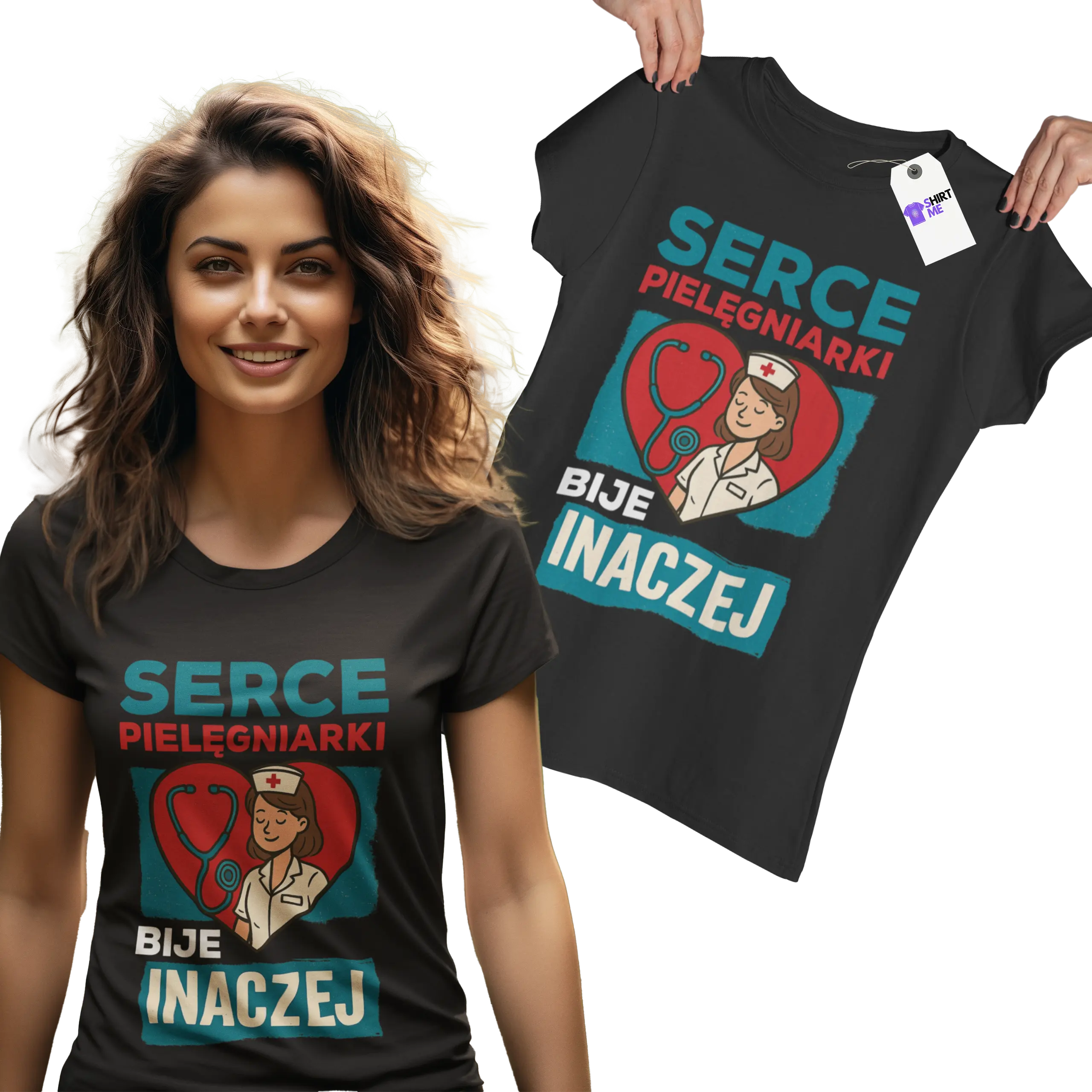 Koszulka serce pielęgniarki bije inaczej