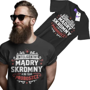 Koszulka inteligentny mądry skromny a do tego proboszcz
