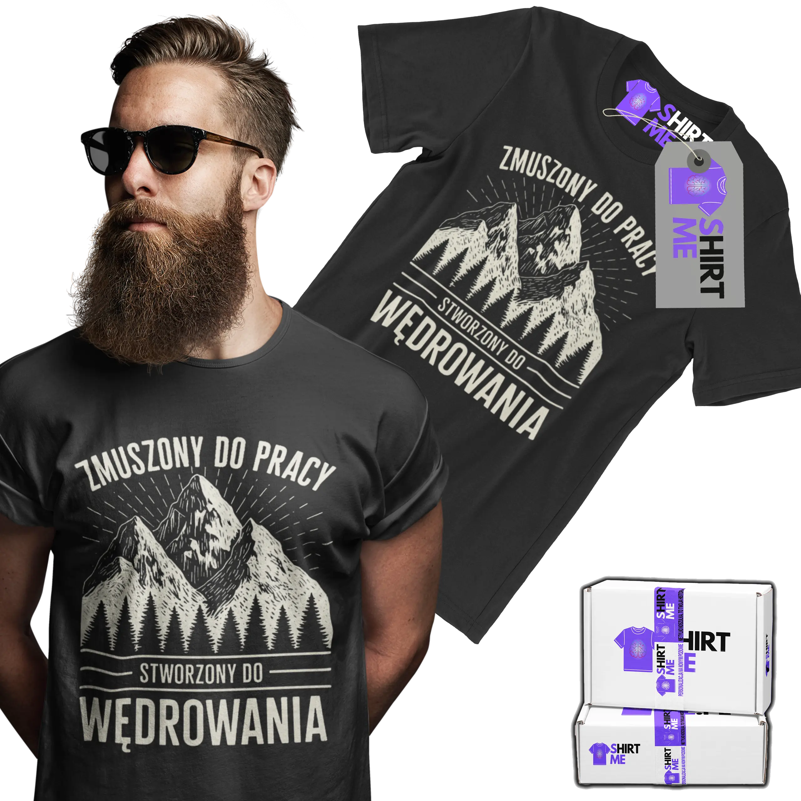 Koszulka zmuszony do pracy, urodzony do wędrowania