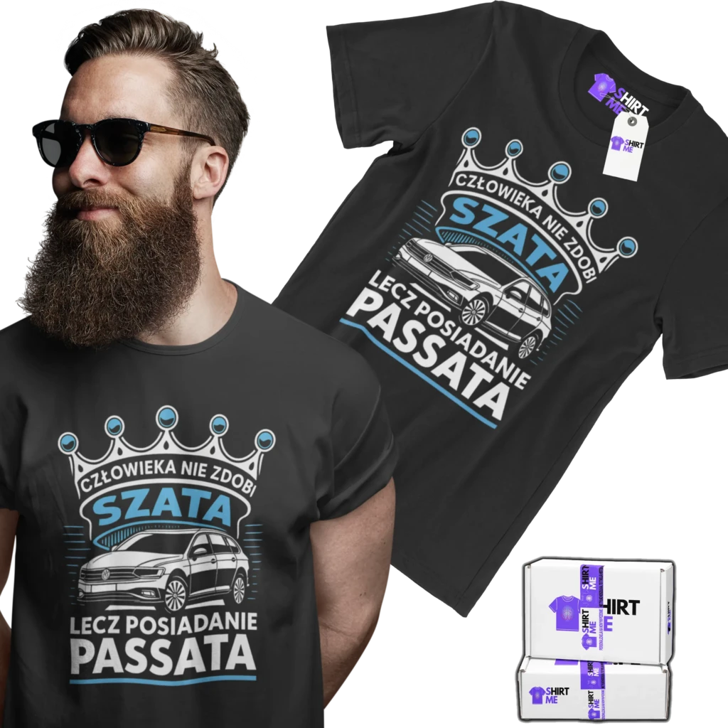 Koszulka człowieka zdobi posiadanie passata