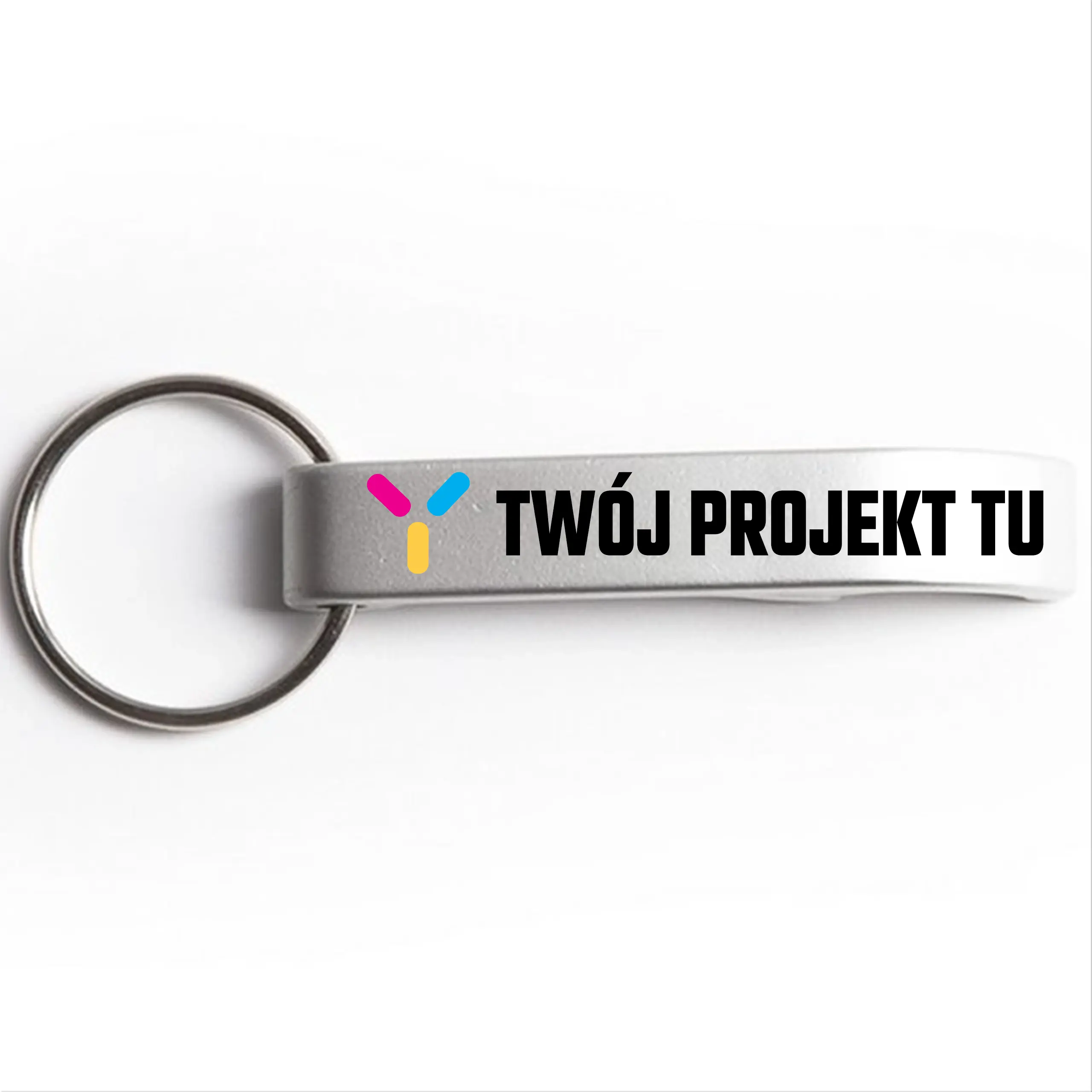 Brelok metalowy otwieracz z własnym nadrukiem FULL COLOR