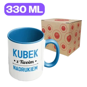 Kubek z kolorowym uszkiem i wnętrzem – z własnym nadrukiem
