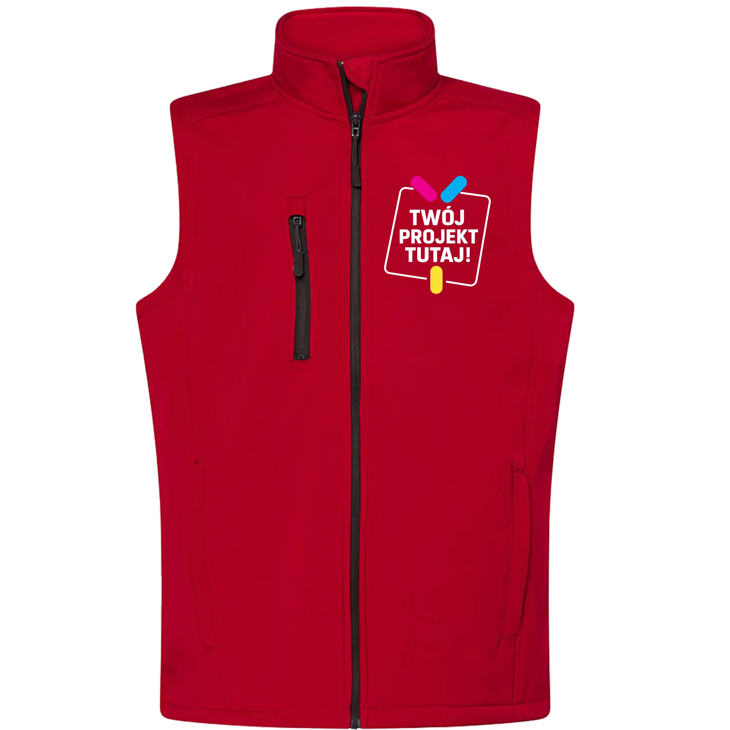 Kamizelka softsheel z własnym nadrukiem lub hafem komputerowym