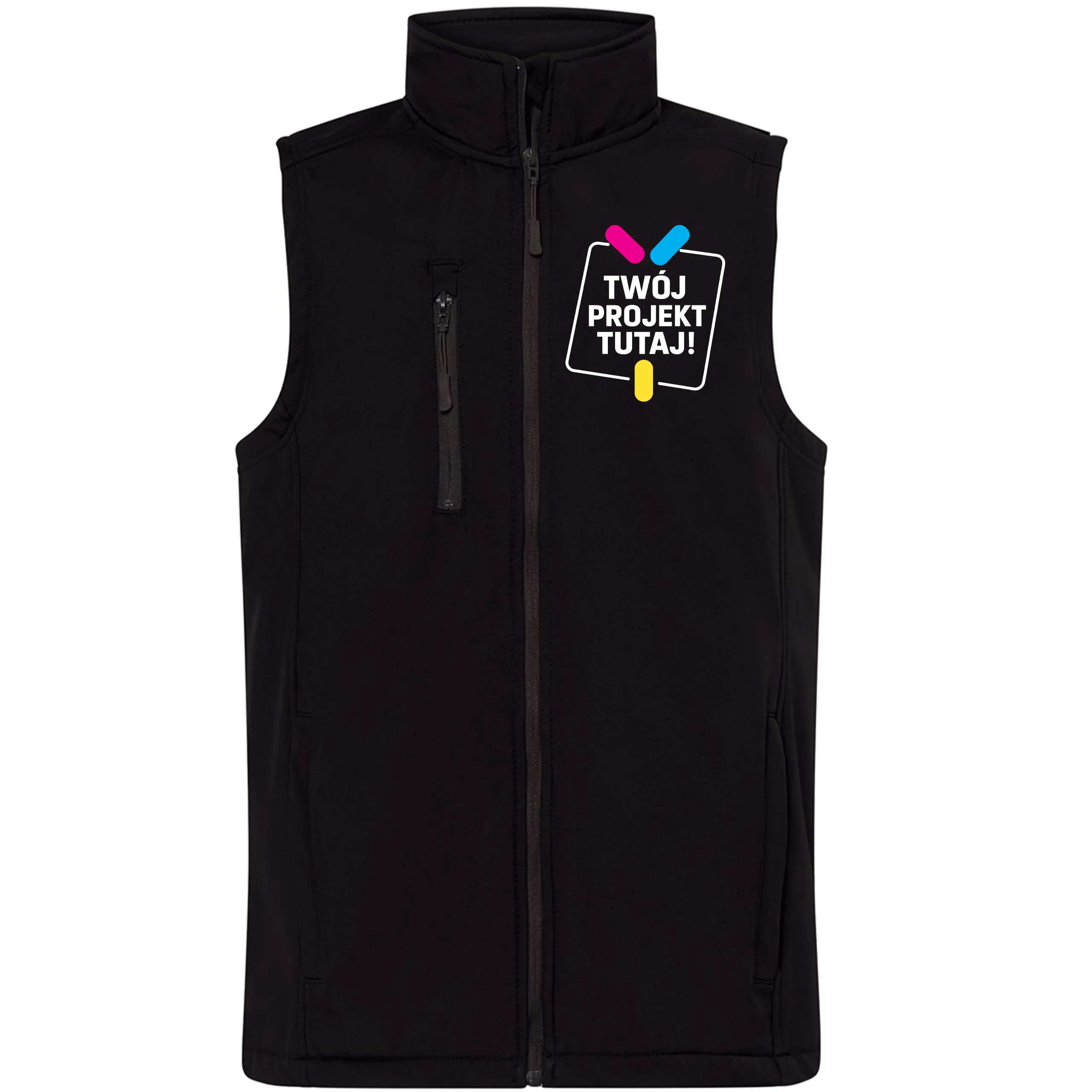 Kamizelka softsheel z własnym nadrukiem lub hafem komputerowym
