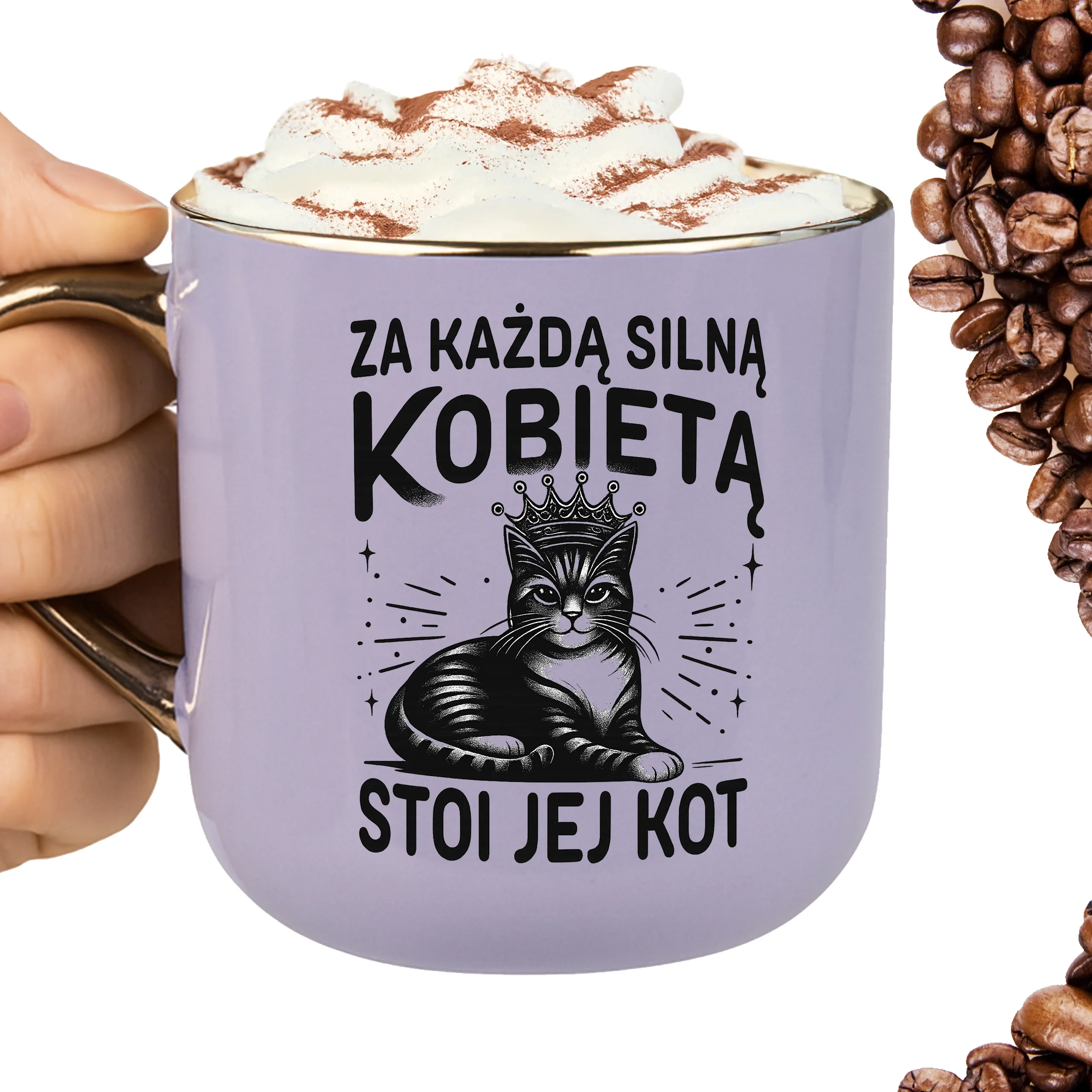 Kubek za każdą silną kobietą stoi jej kot ELEGANT - obrazek 2