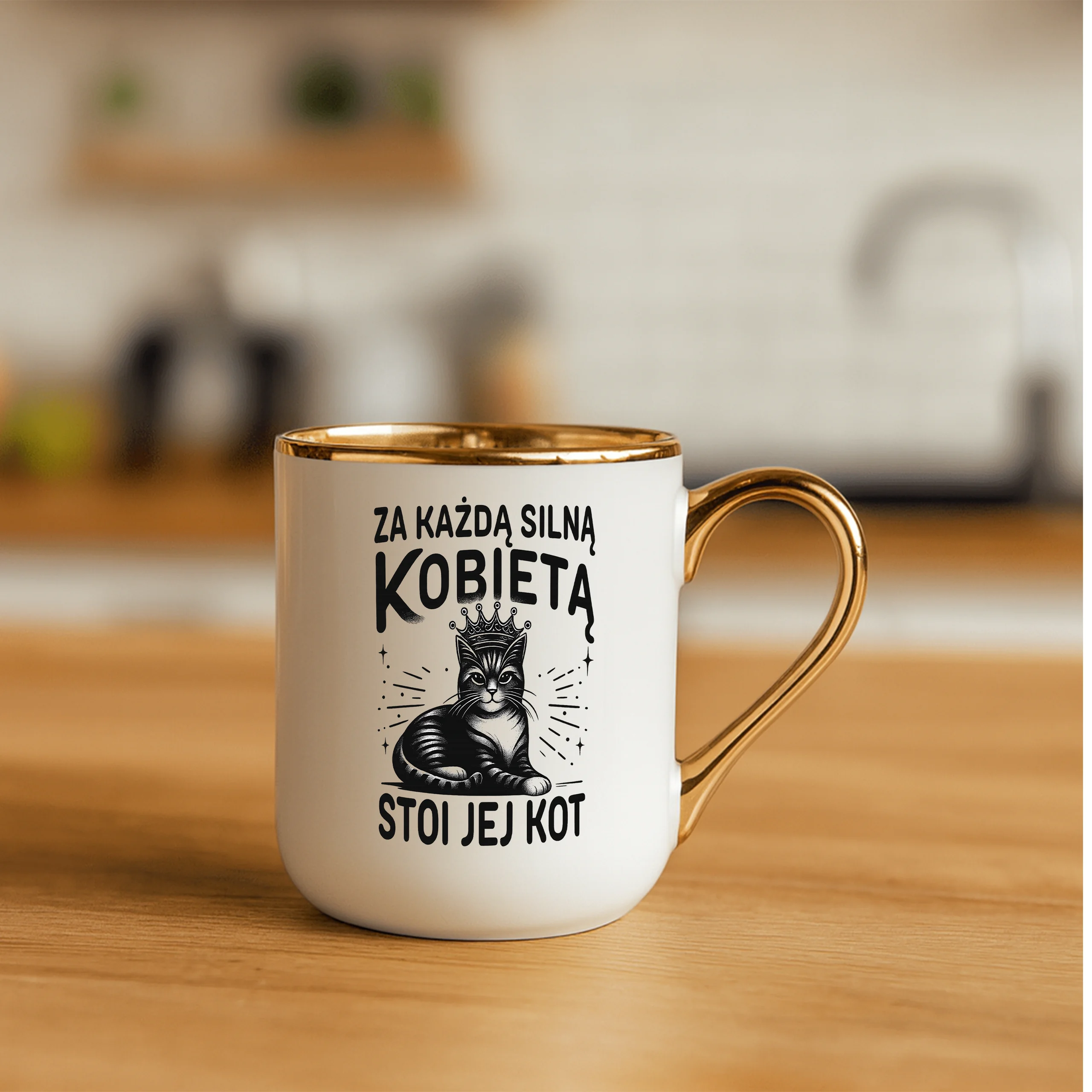 Kubek za każdą silną kobietą stoi jej kot ELEGANT - obrazek 3