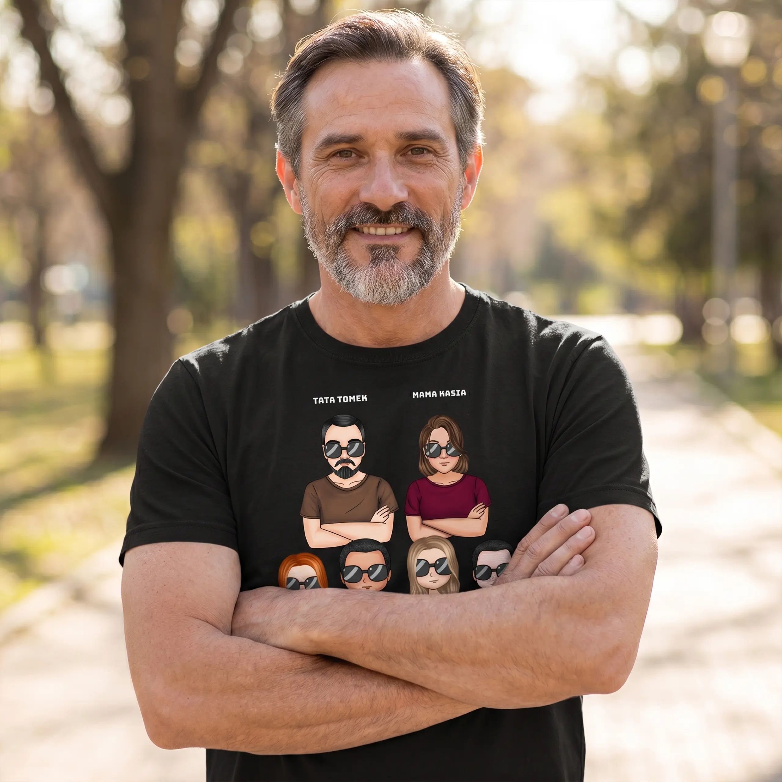 Koszulka rodzinna  z waszymi podobiznami mama tata 1-4 dzieci | Personalizowana #058