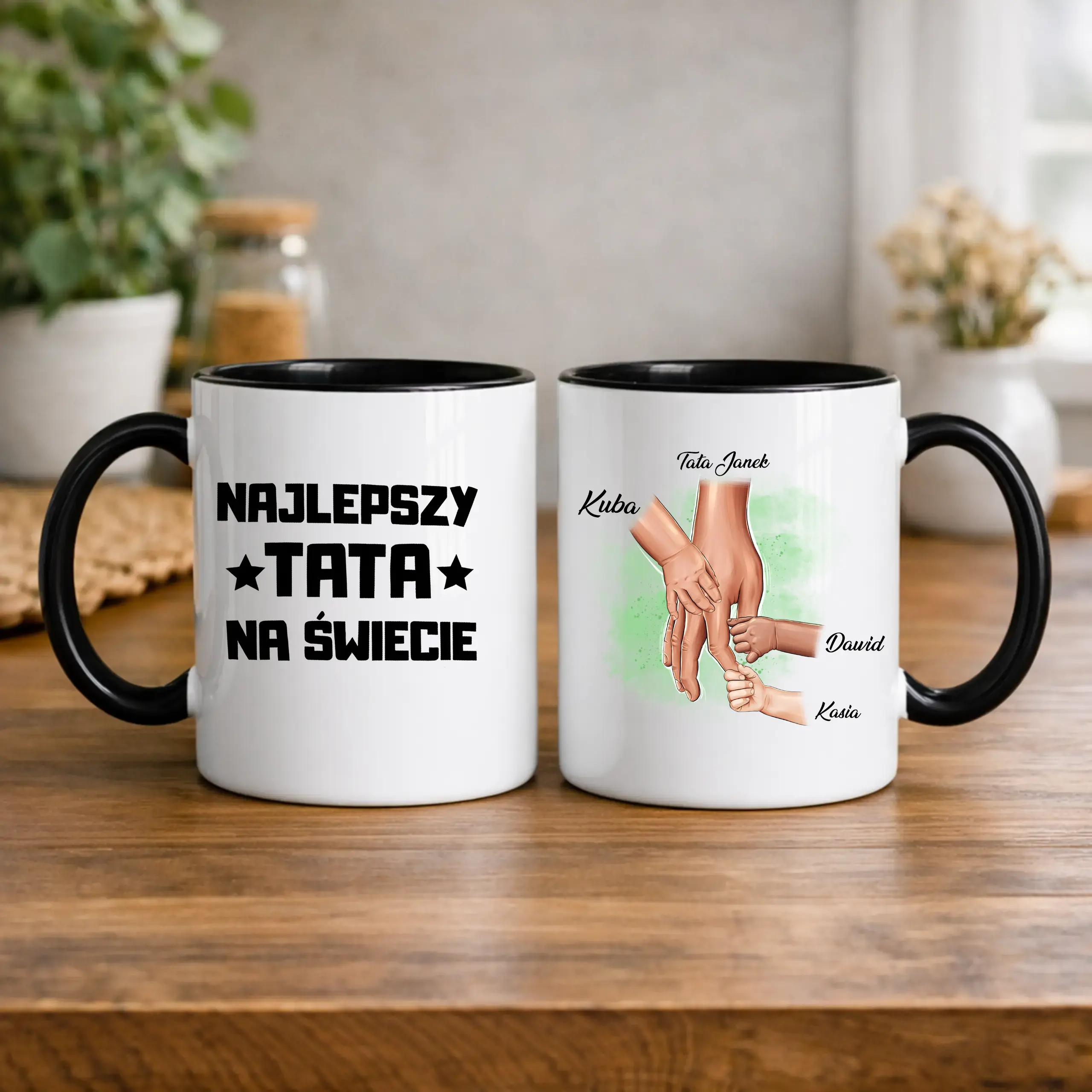 Kubek dla taty najlepszy tata na świecie z dłońmi 1-6 dzieci | Personalizowany #037