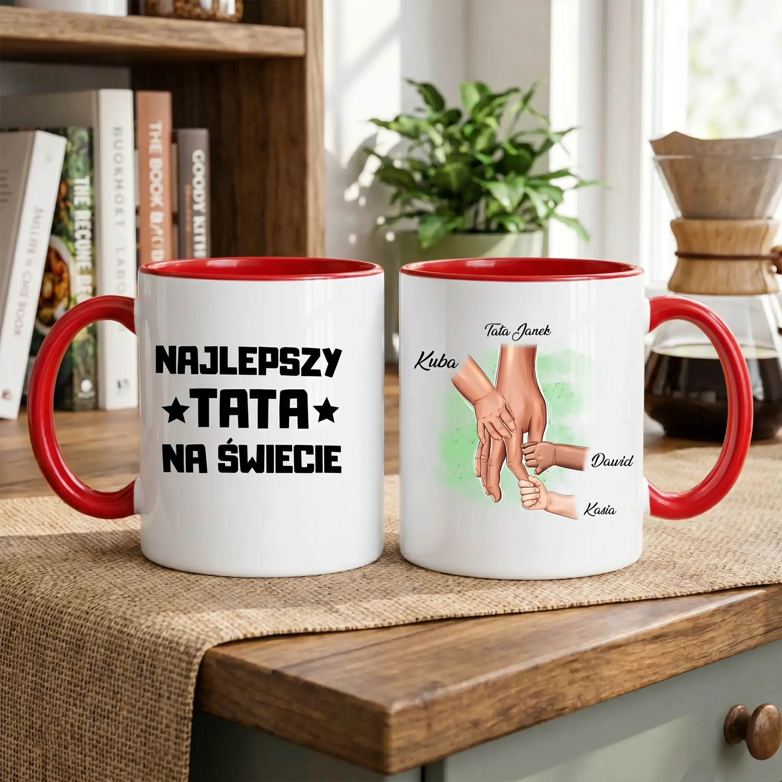 Kubek dla taty najlepszy tata na świecie z dłońmi 1-6 dzieci | Personalizowany #037