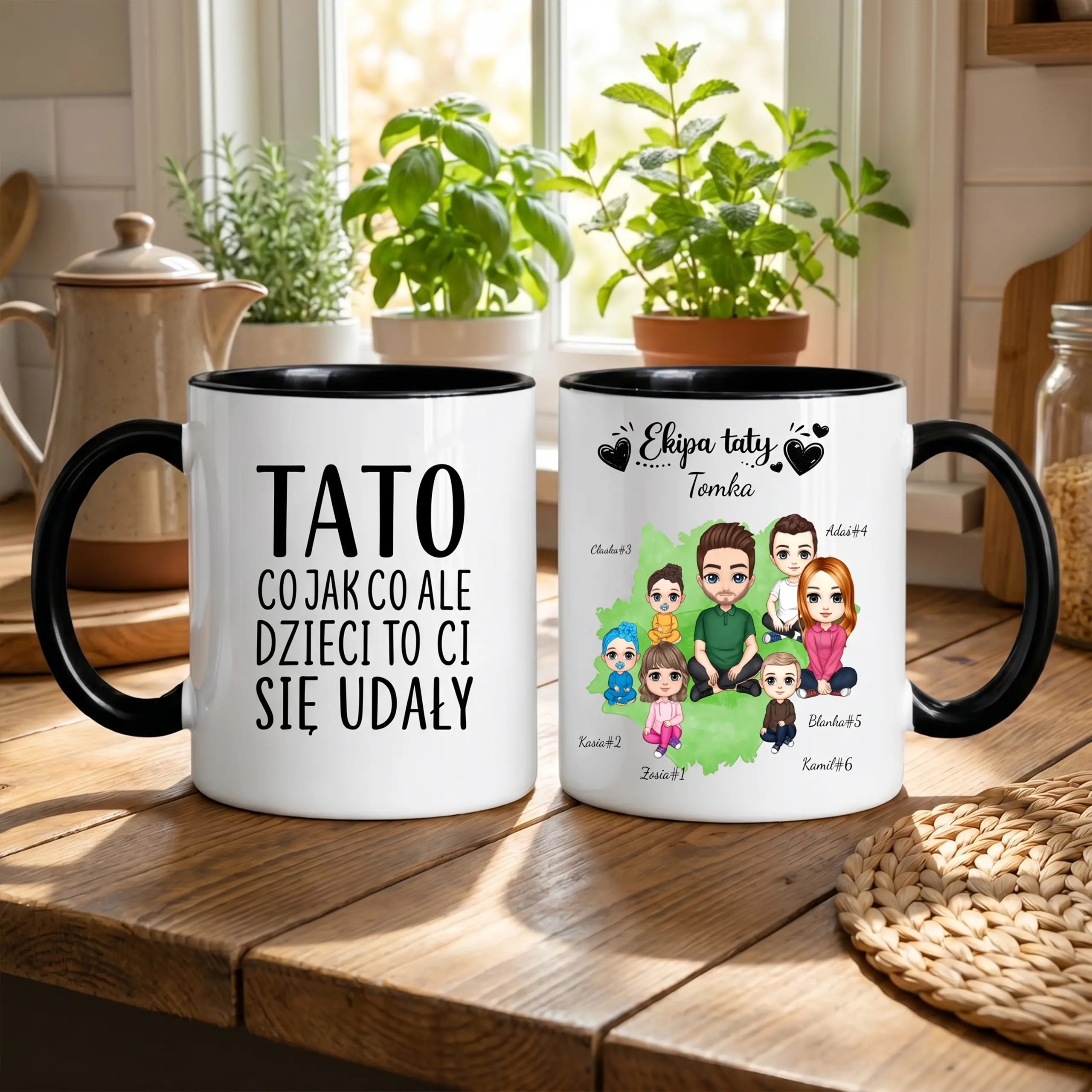 Kubek dla taty- Ekipa taty 1-6 dzieci Personalizowany- Prezent dla taty na urodziny dzień  taty #032