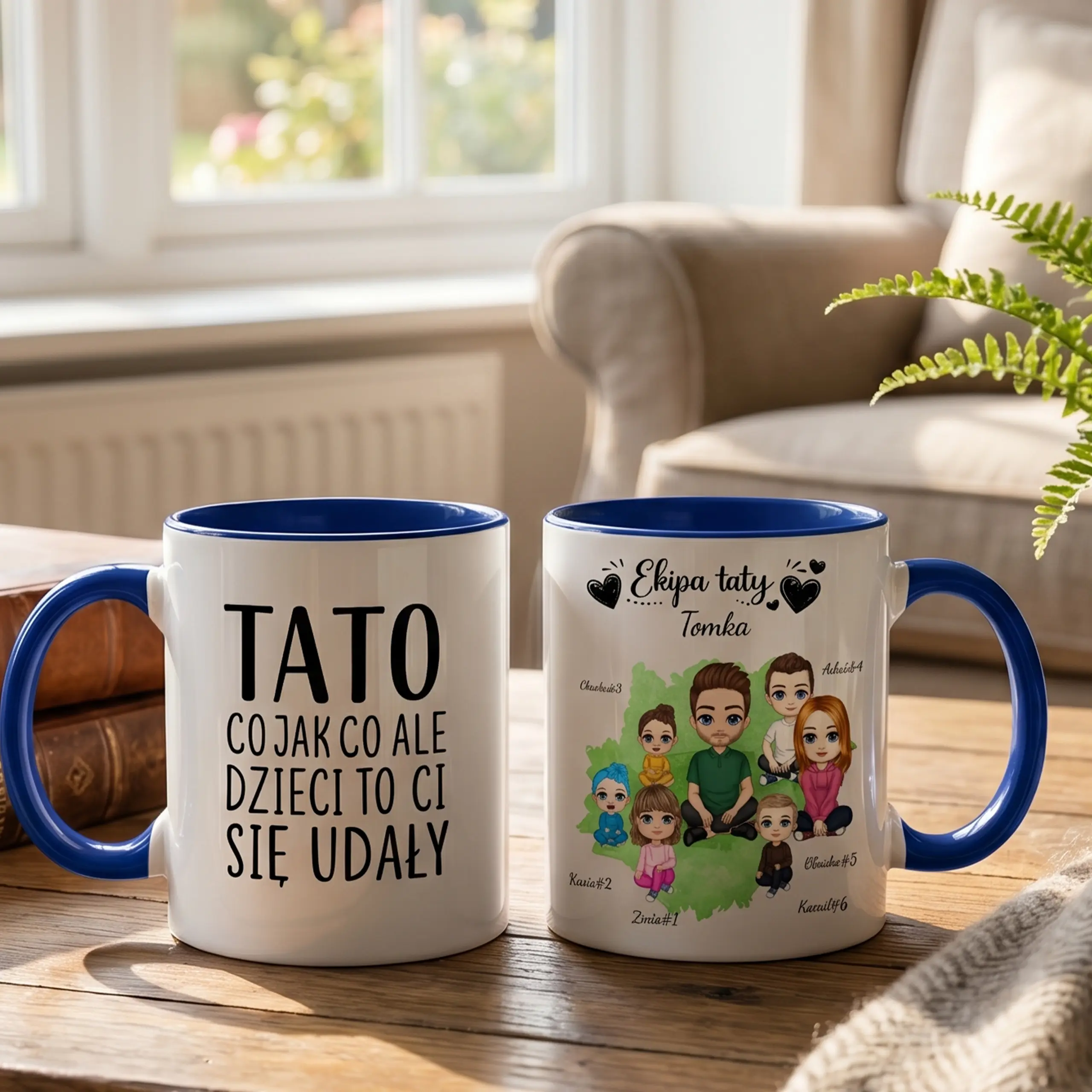 Kubek dla taty- Ekipa taty 1-6 dzieci Personalizowany- Prezent dla taty na urodziny dzień  taty #032