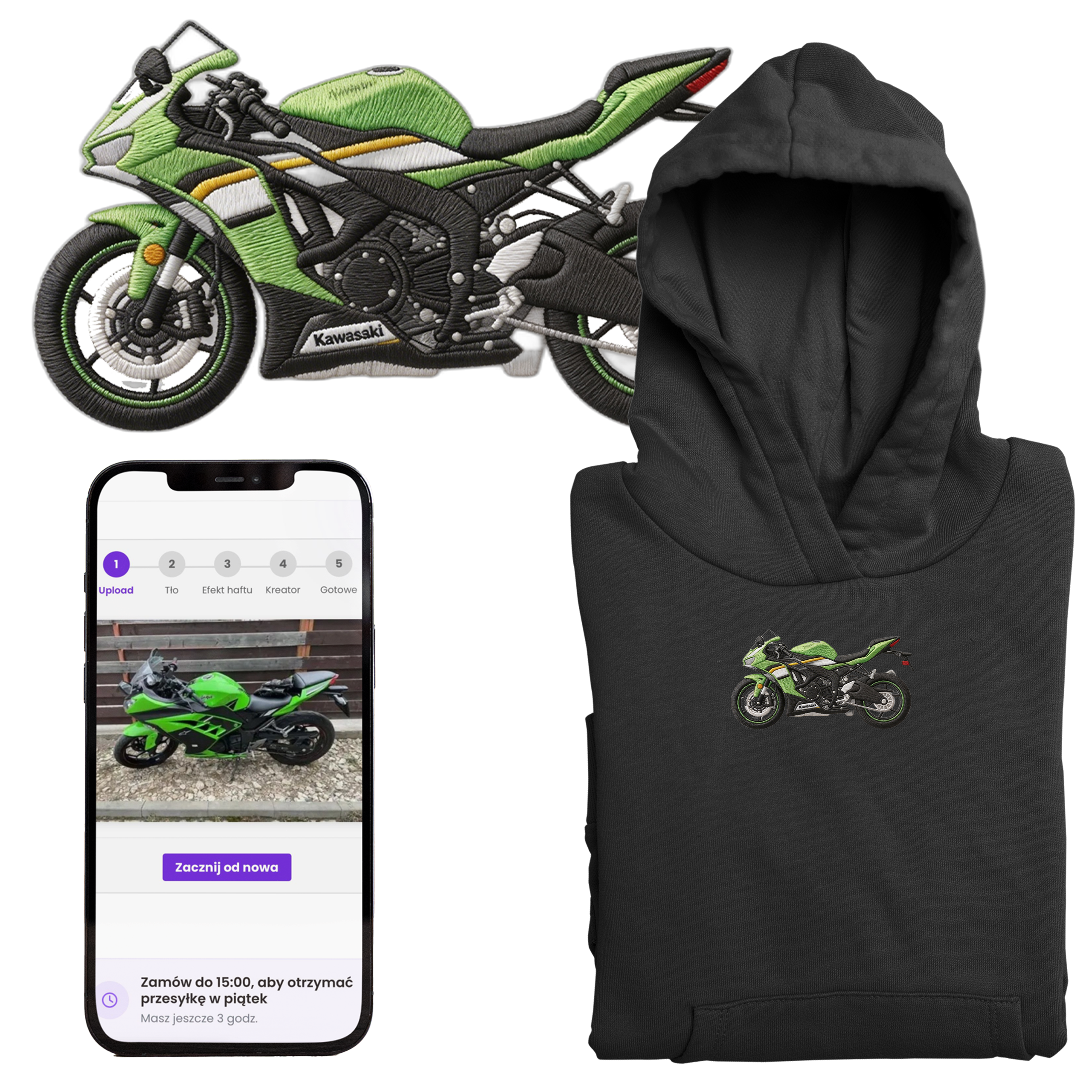 Bluza z haftem motocykla ze zdjęcia dla motocyklisty, enduro, cross, supermoto PREMIUM | Personalizowana #068