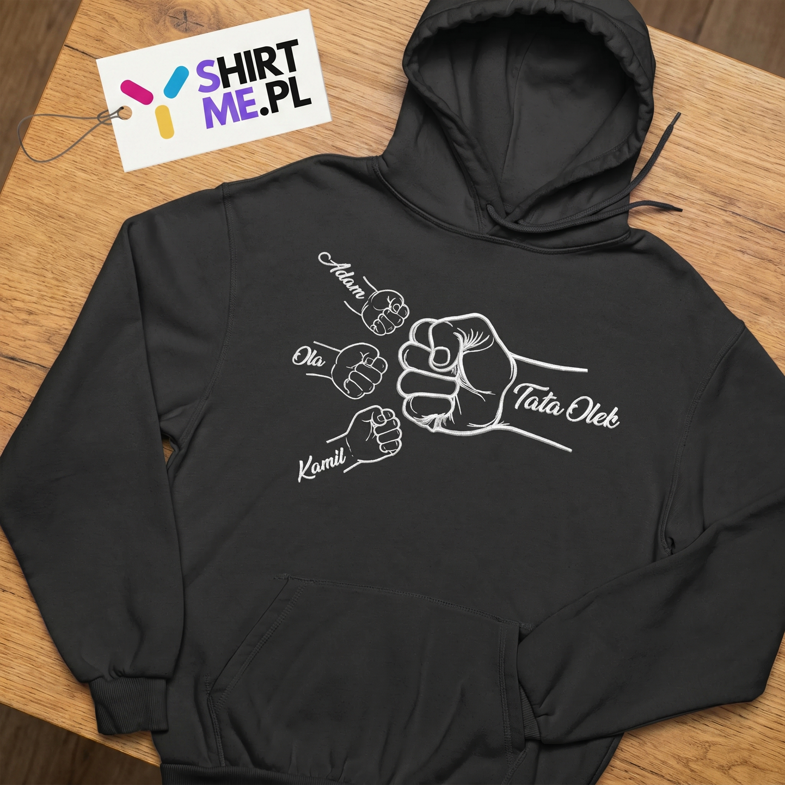 Haftowana bluza dla taty z dłońmi 1-7 prezent na dzień taty |Personalizowana #080
