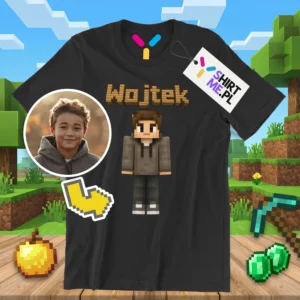 Koszulka minecraft skin gracza w stylu minecraft ze zdjęca dla dziecka t-shirt personalizowany dziecięcy #075