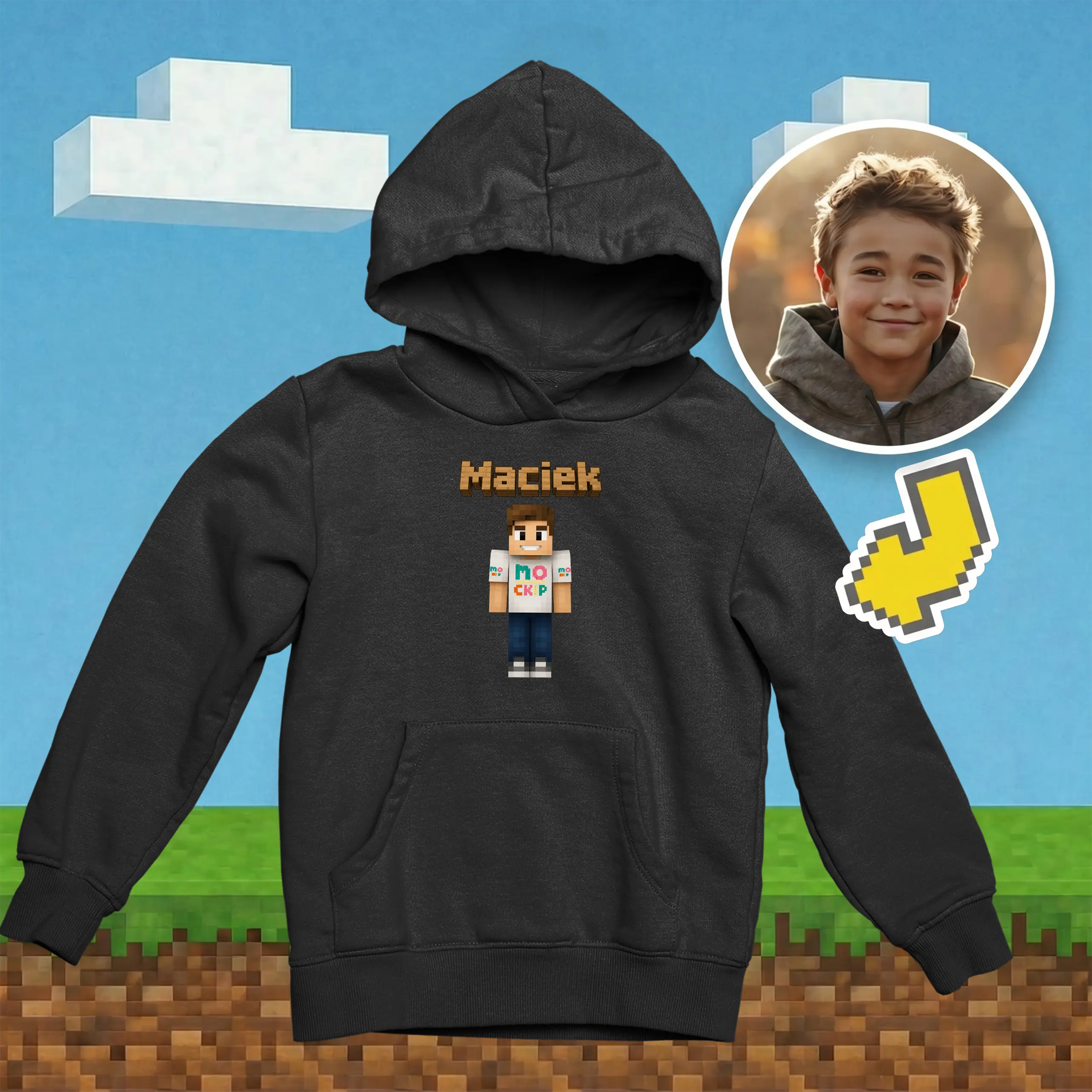 Bluza minecraft skin gracza w stylu minecraft ze zdjęca dla dziecka personalizowana dziecięca