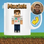 Kubek minecraft skin gracza w stylu minecraft ze zdjęca dla dziecka personalizowany podobizna minecraft